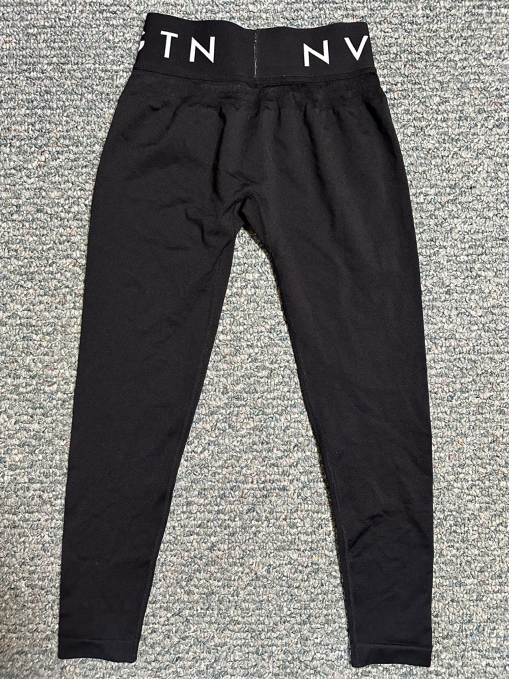 NVGTN Black High-Waist Athletic Workout Gym Leggings Pants Branded Waistband - Picture 2 of 3